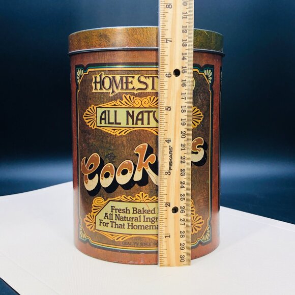 Vintage CHEINCO Homestead All Natural Cookies Tin Jar: 70s Kitchen Decor - Picture 12 of 12